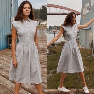 Christy Dawn Piper Dress Charcoal Stripe XS